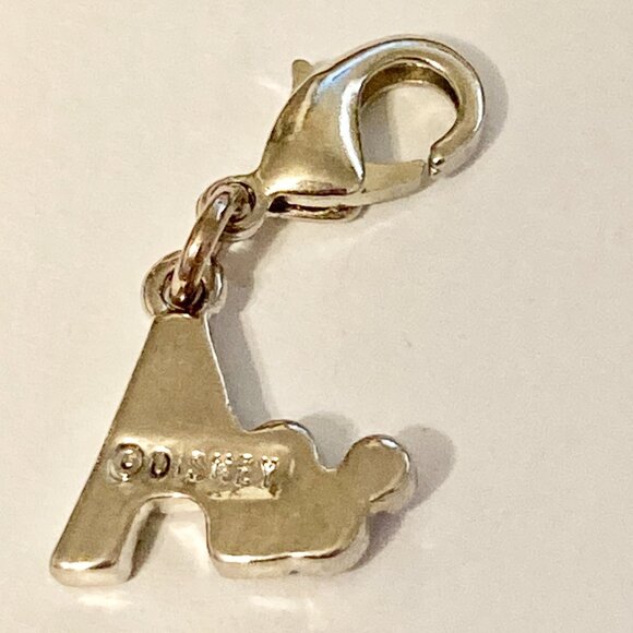 Vintage Disney Pink Crystal Mickey Mouse Ears Charm Clip On Initial Letter A - Picture 7 of 10